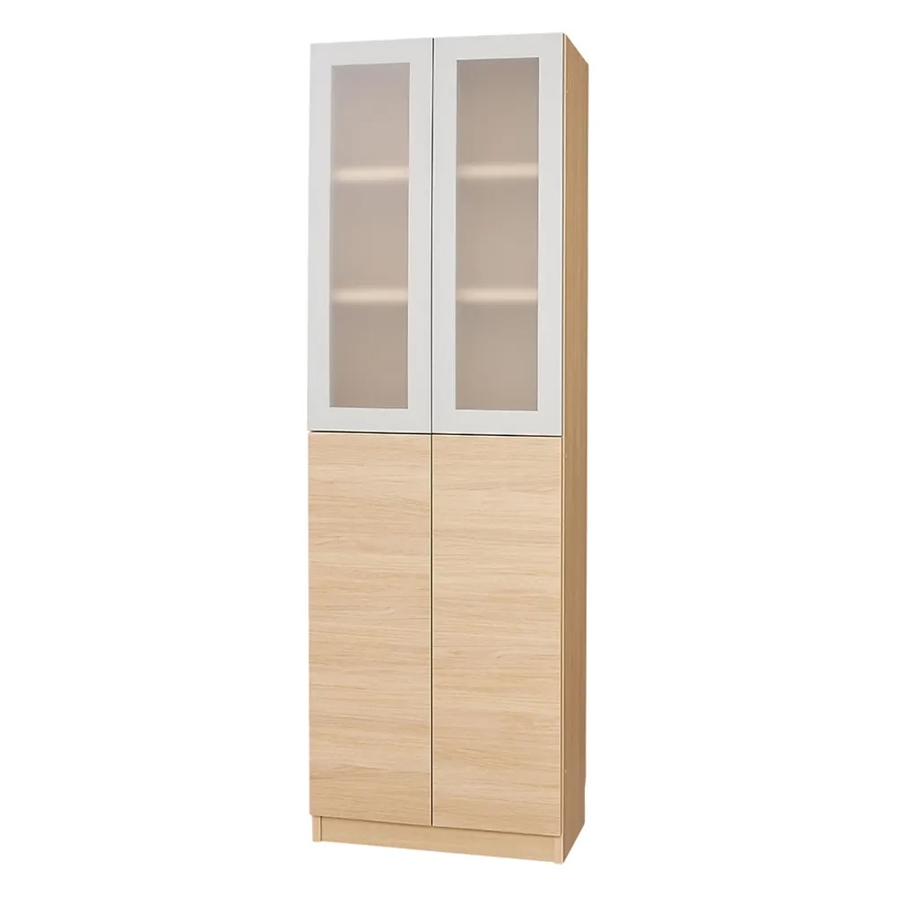 コーナーまで有効に使える幅・高さぴったり本棚 上ポリカ扉・下扉タイプ 幅80cm奥行32cm高さ180cm 本棚 ブックシェルフ 書棚 ラック シェルフ 588736