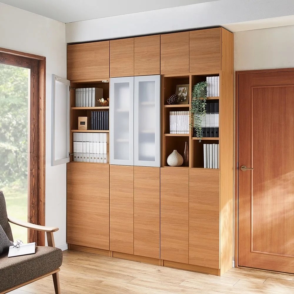 コーナーまで有効に使える幅・高さぴったり本棚 上オープン・下引き出しタイプ 幅60cm奥行42cm高さ180cm 本棚 ブックシェルフ 書棚 ラック シェルフ 588773