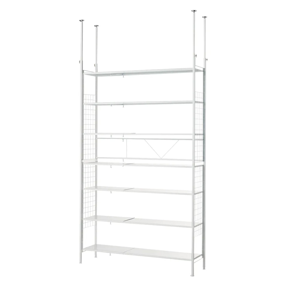 〈奥行36cm・幅93cm-122cm〉幅も高さもピッタリ!伸縮式スチールラック 突っ張り収納 ラック 本棚 シェルフ 588804