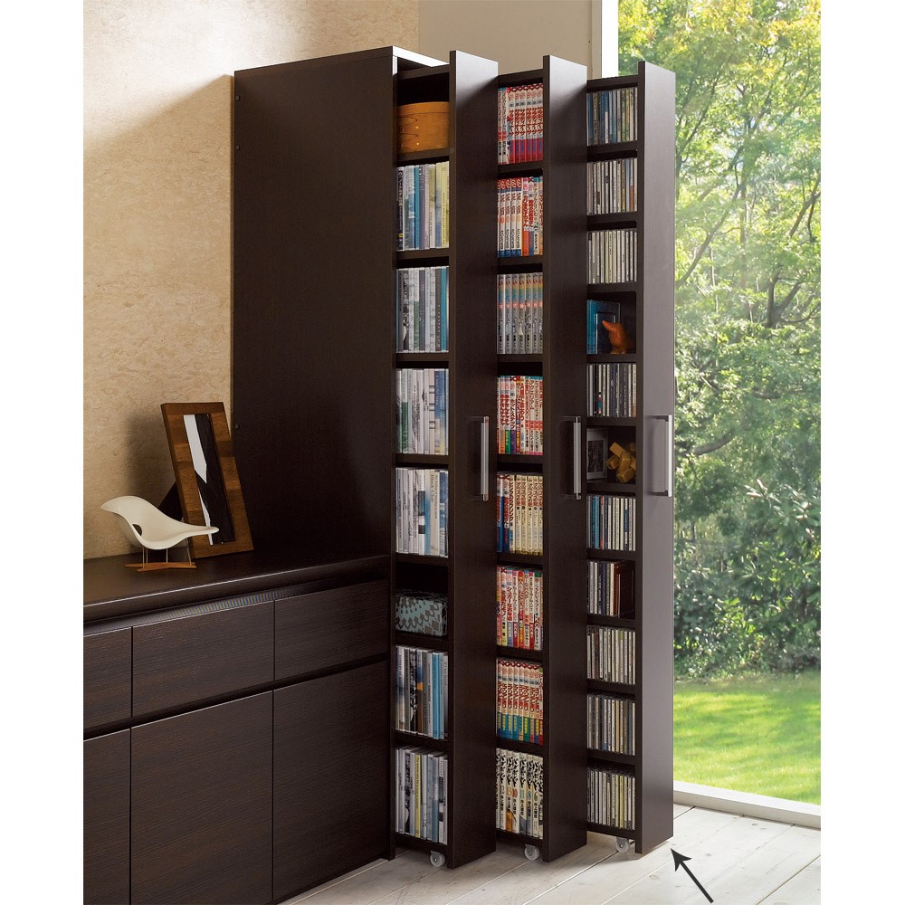 1cmピッチ スライド式すき間収納ワゴン単体 幅16cm (CD収納用 可動棚板8枚タイプ) CD DVDラック 本棚 ラック シェルフ 588806