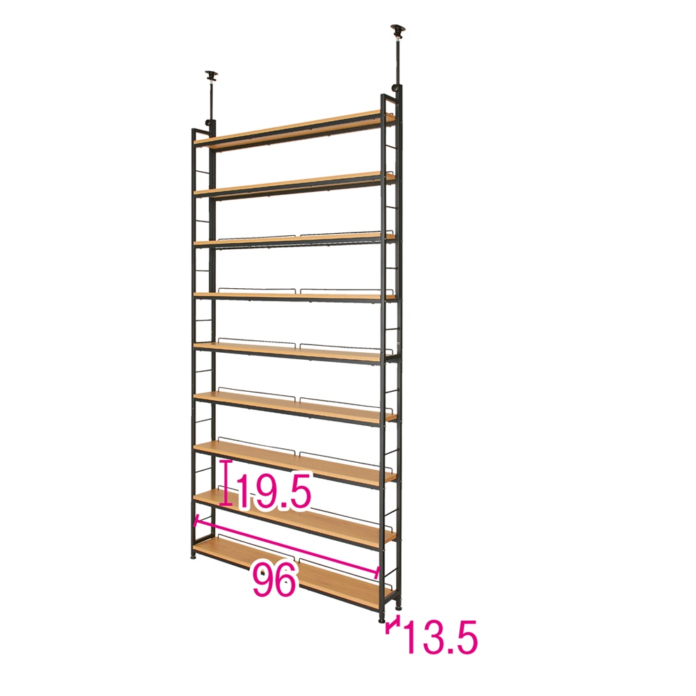 コンパクト設置薄型コミックラック 幅101cm 突っ張り収納 ラック 本棚 シェルフ 588917