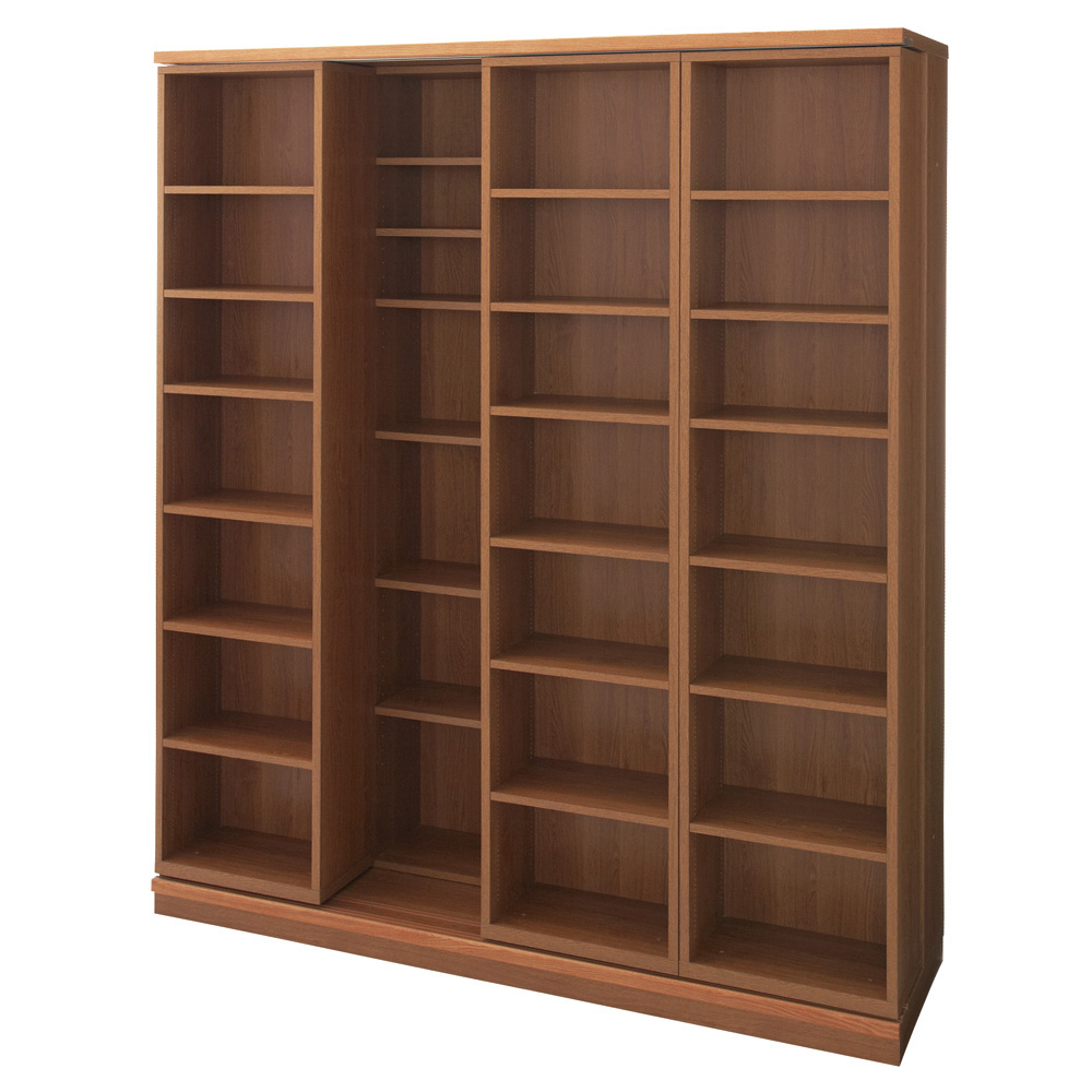 本格仕様 快適スライド書棚 オープン 4列 コミックラック 本棚 ラック シェルフ 589031