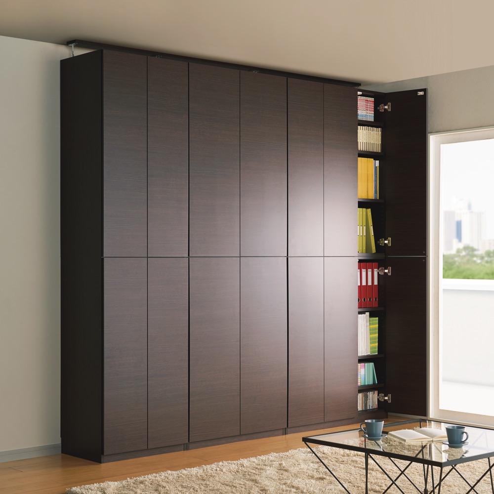 突っ張り壁面大容量収納本棚 幅100奥行24cm 本棚 ブックシェルフ 書棚 ラック シェルフ 589271