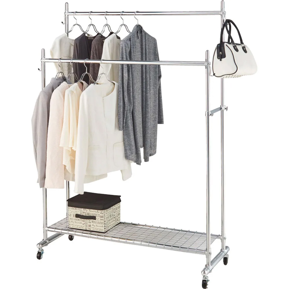 【シリーズ累計100000台突破!】プロ仕様 頑丈ハンガーラック ダブルタイプ・幅120cm ハンガーラック パイプハンガー 衣類収納 589306