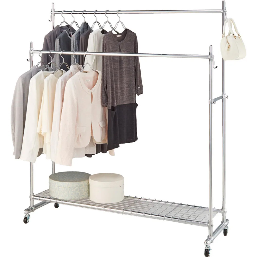 【シリーズ累計100000台突破!】プロ仕様 頑丈ハンガーラック ダブルタイプ・幅150cm ハンガーラック パイプハンガー 衣類収納 589307