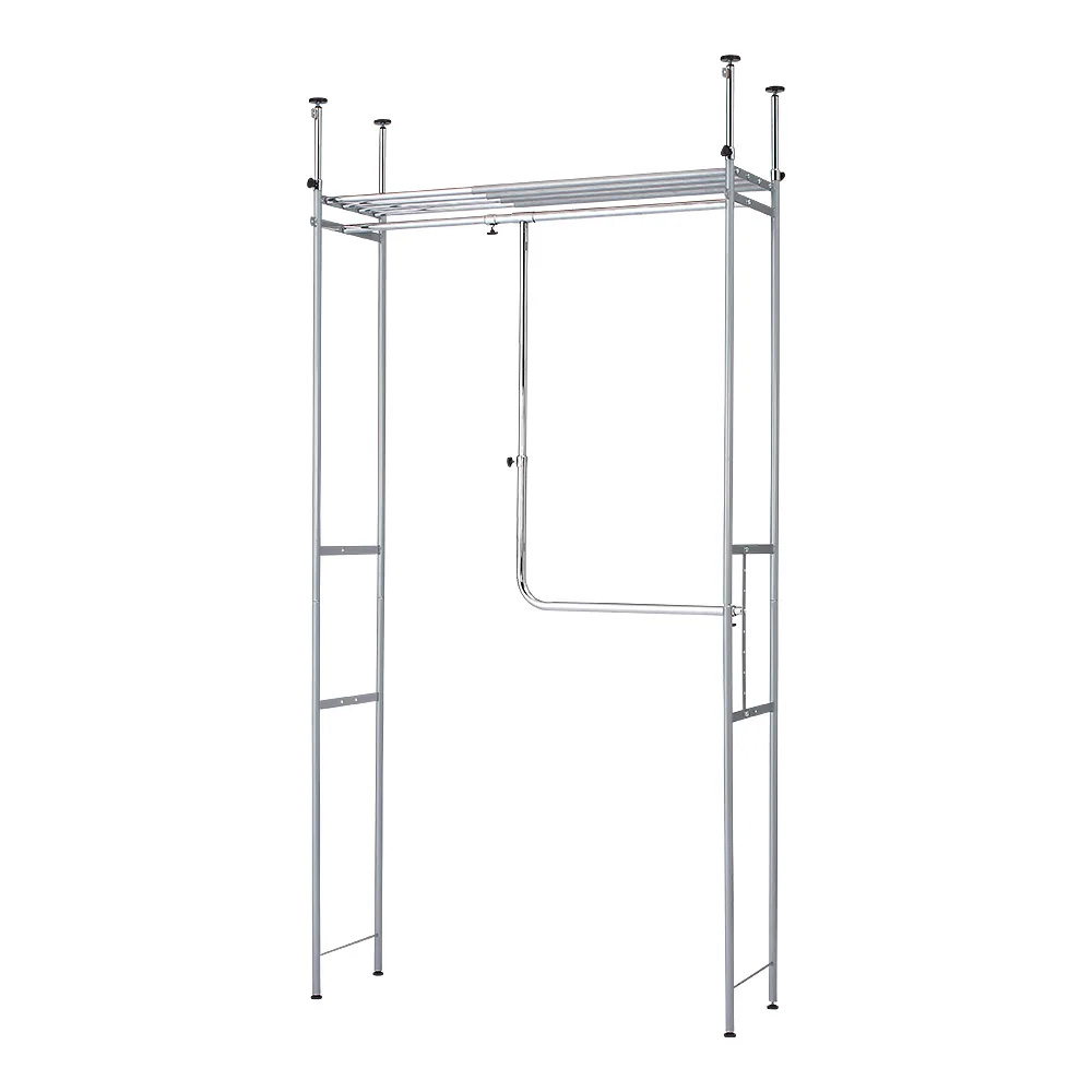 ウォークイン突っ張りハンガー 幅78cm-128cm・ハイタイプ(高さ218cm-280cm)・カーテンなし クローゼットハンガー カバー 衣類収納 589402