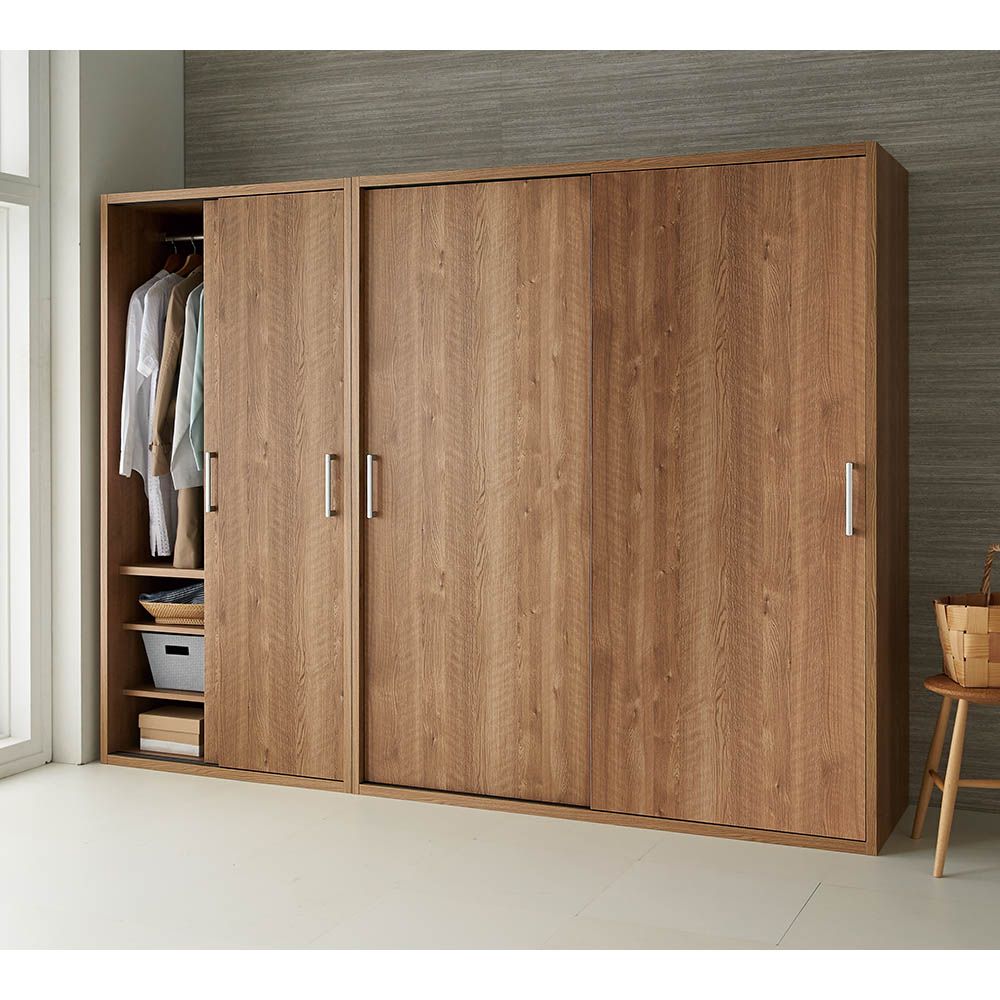 オシャレな北欧風デザイン】天然木調 引き戸クローゼットハンガー 幅