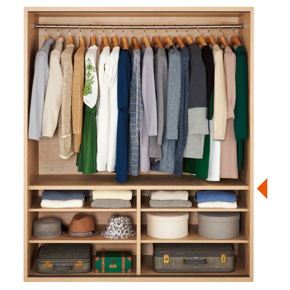 オシャレな北欧風デザイン】天然木調 引き戸クローゼットハンガー 幅