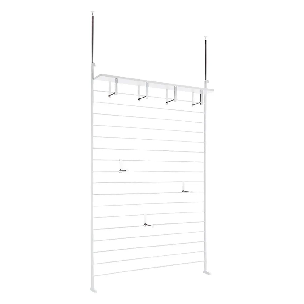 突っ張り式薄型ブティックハンガーシリーズ ハイタイプ 幅125cm 対応天井高200cm-270cm ハンガーラック パイプハンガー 衣類収納 589608