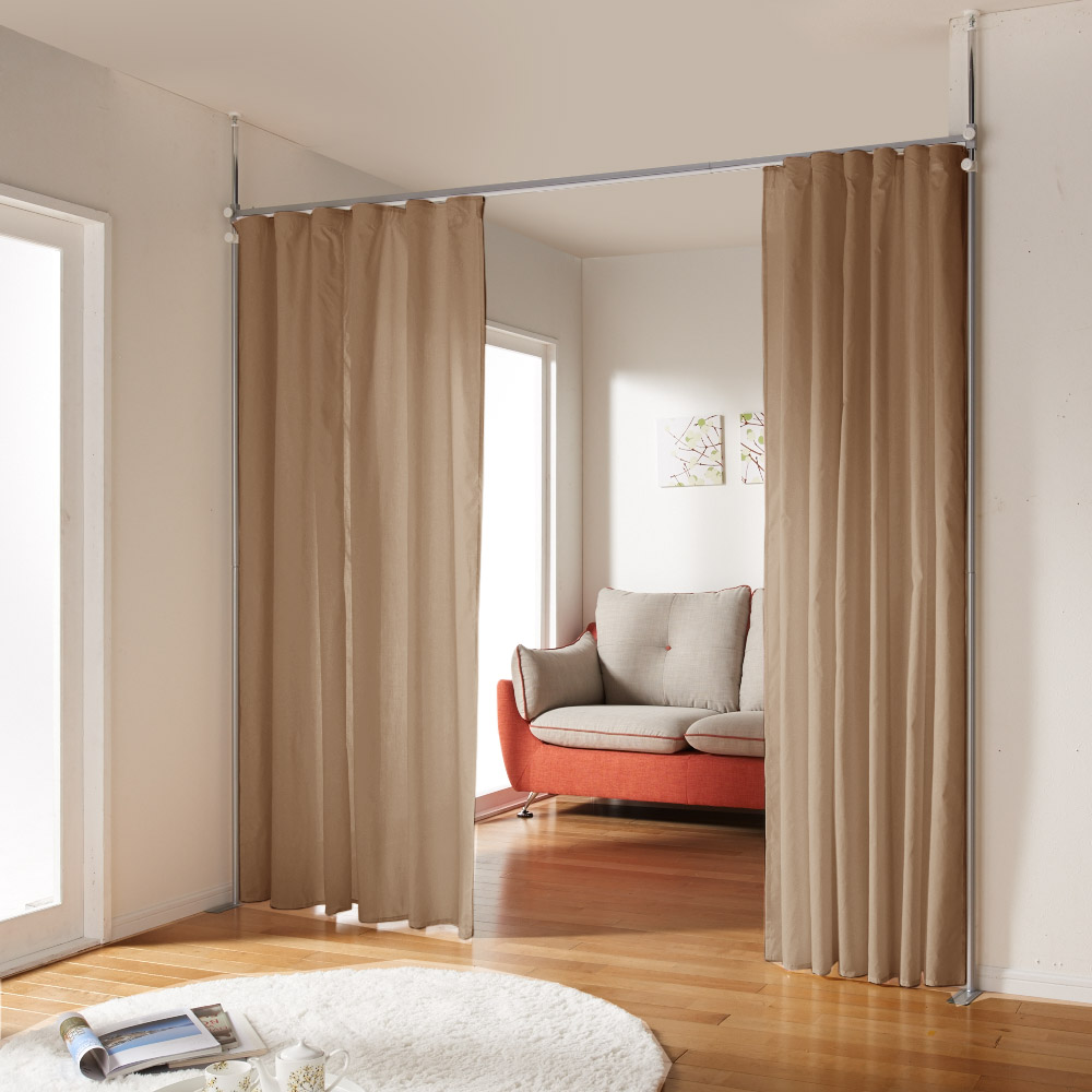 突っ張り＆伸縮式目隠しカーテン レールタイプ ディノスANAmall店