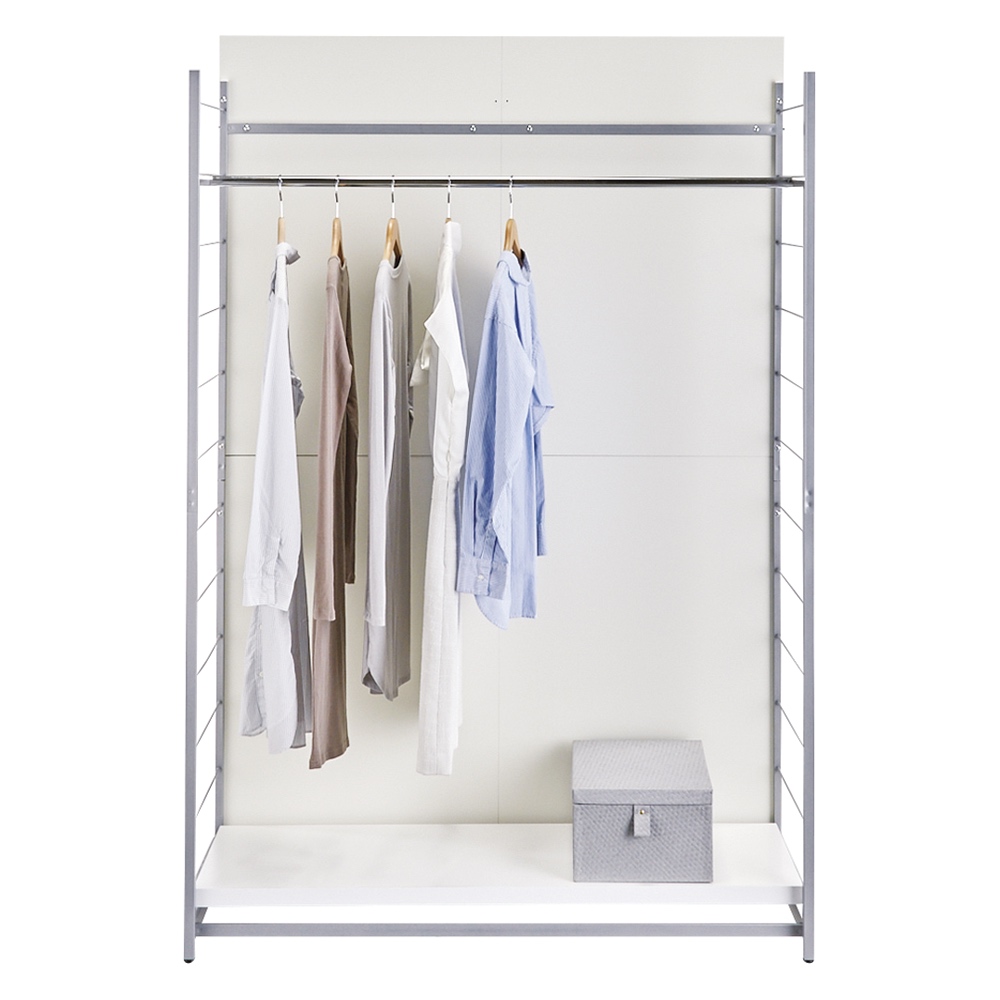 お手軽間仕切り パネル収納ハンガーラック 板タイプ ハンガー1段棚1枚 幅120cm パーテーション 間仕切り リビング収納 589709