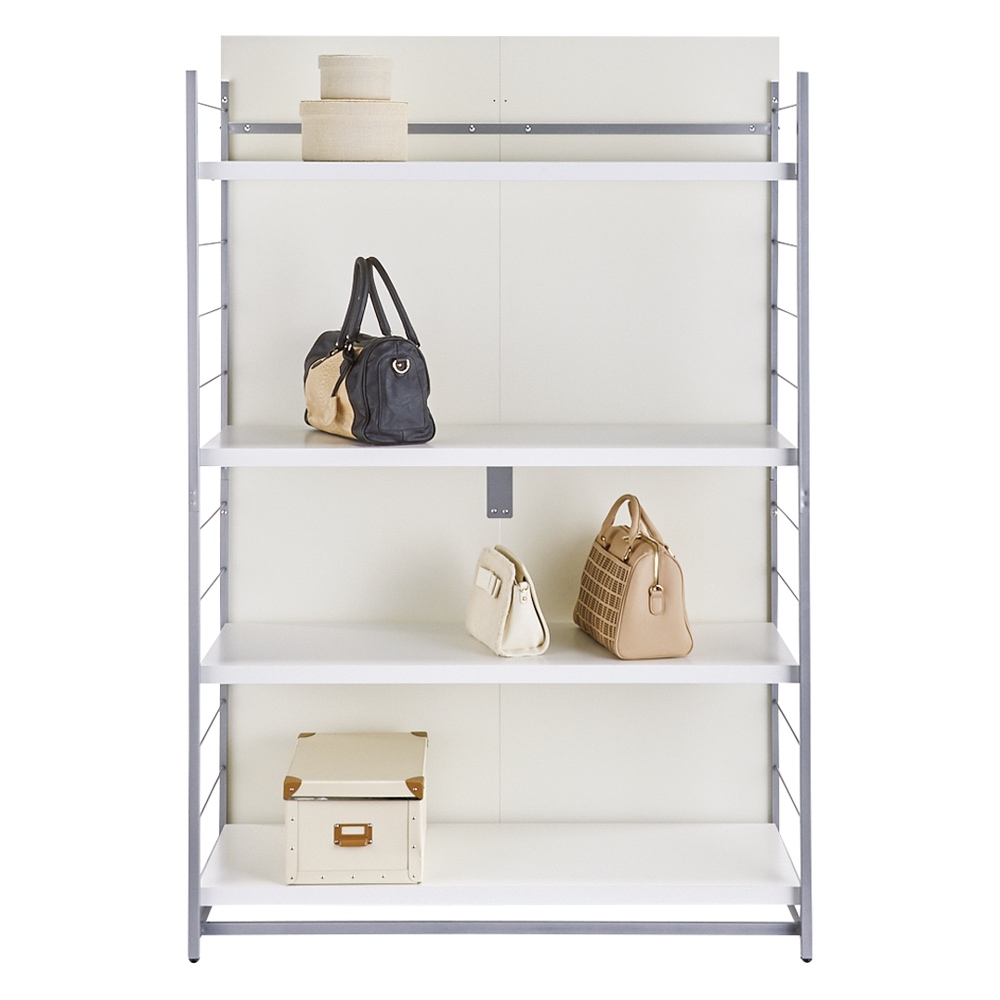 お手軽間仕切り パネル収納ハンガーラック 板タイプ 棚4枚 幅120cm パーテーション 間仕切り リビング収納 589710