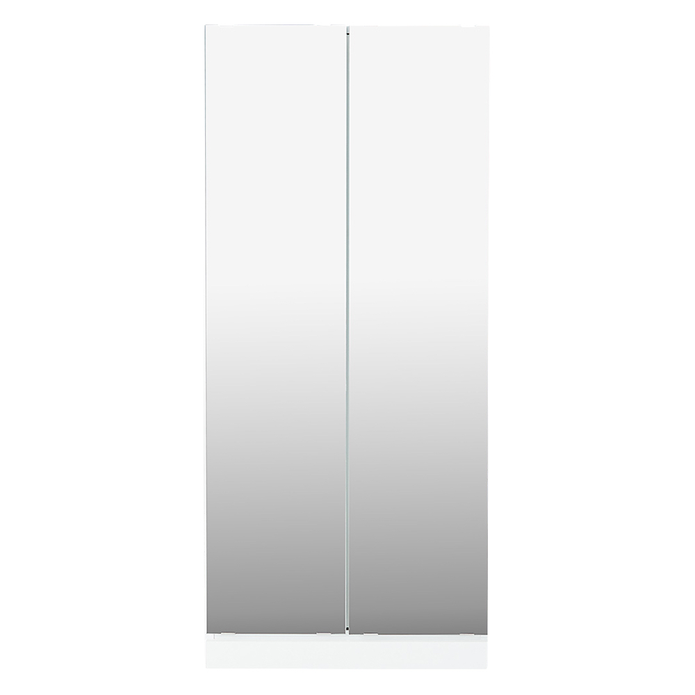 壁面間仕切りミラーワードローブ ハンガー2段 幅80cm・高さ180cm パーテーション 間仕切り リビング収納 589931