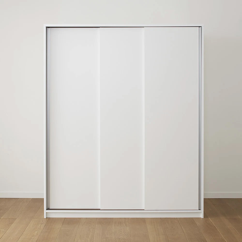 【日本製】3枚引き戸で出し入れも楽チン 大容量収納庫シリーズ 布団収納 奥行80cm幅150cm高さ182.5cm ワードローブ クローゼット 衣類収納 590102