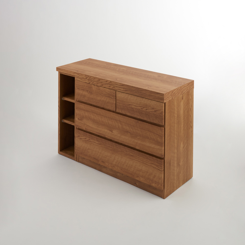 伸長天板付きチェスト 幅101cm-141cm奥行40cm高さ70.5cm パソコン PC ワーク 袖机 机 590107