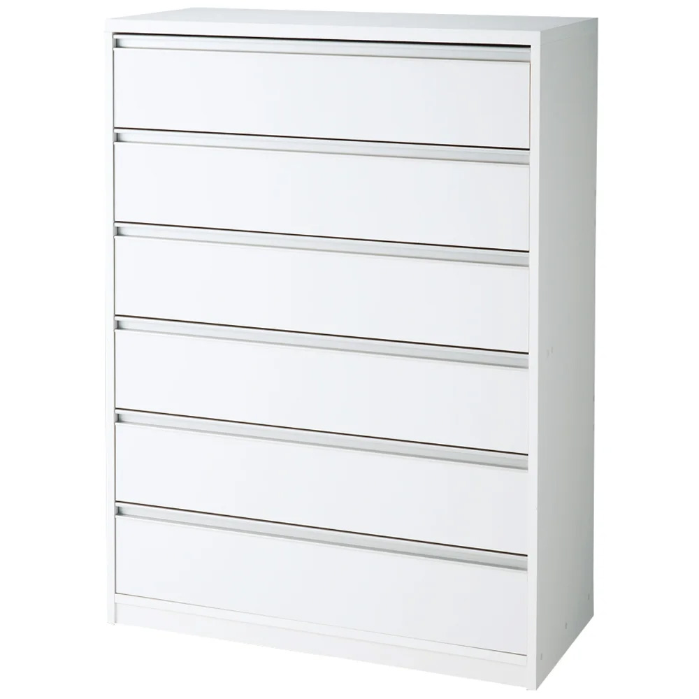 気軽に動かせる隠しキャスター付きワイドクローゼットチェスト 幅90cm・6段高さ124cm 押入れ クローゼット収納 衣類収納 590116