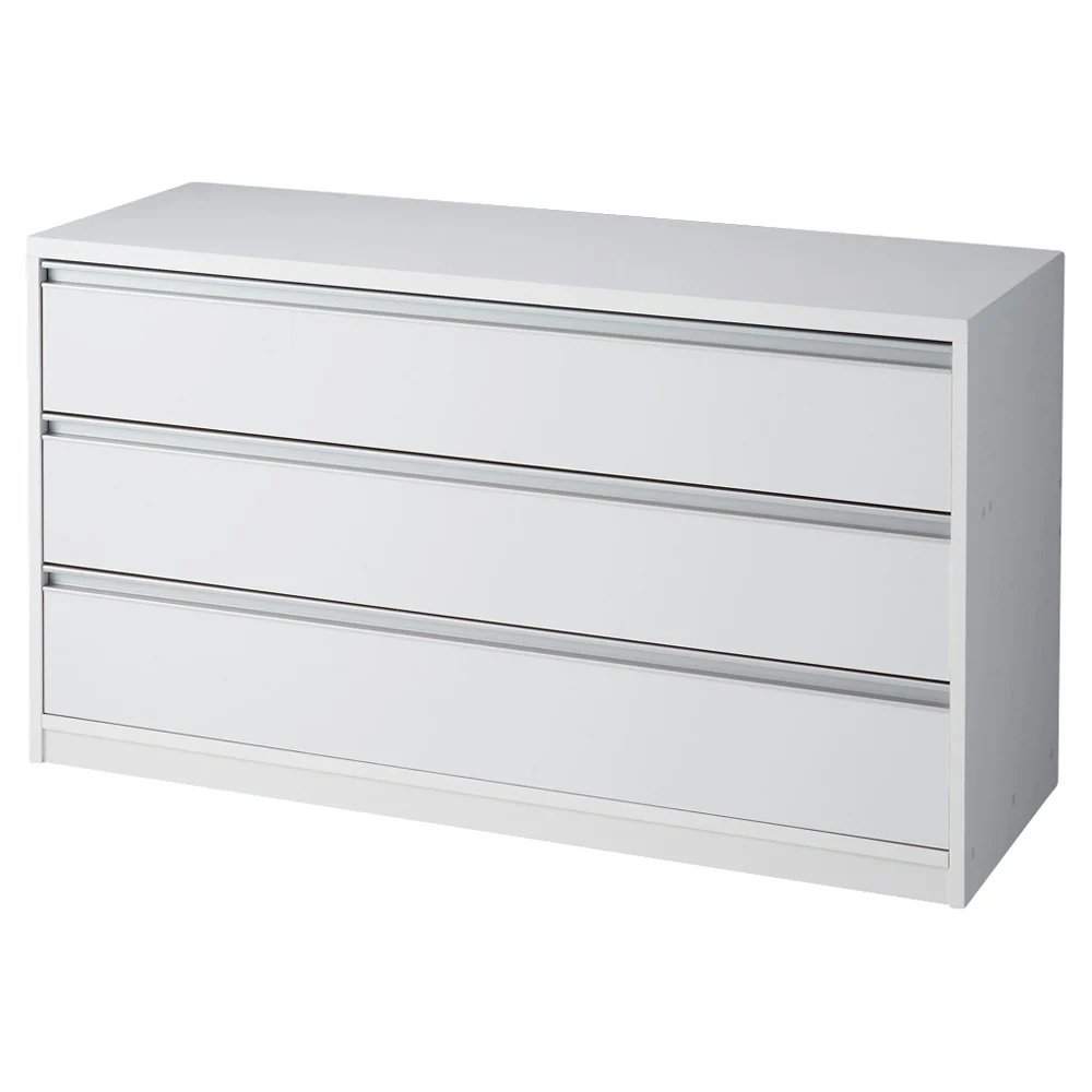 【ローチェスト】気軽に動かせる隠しキャスター付きワイドクローゼットチェスト 幅120cm・3段高さ67cm 押入れ クローゼット収納 衣類収納 590117