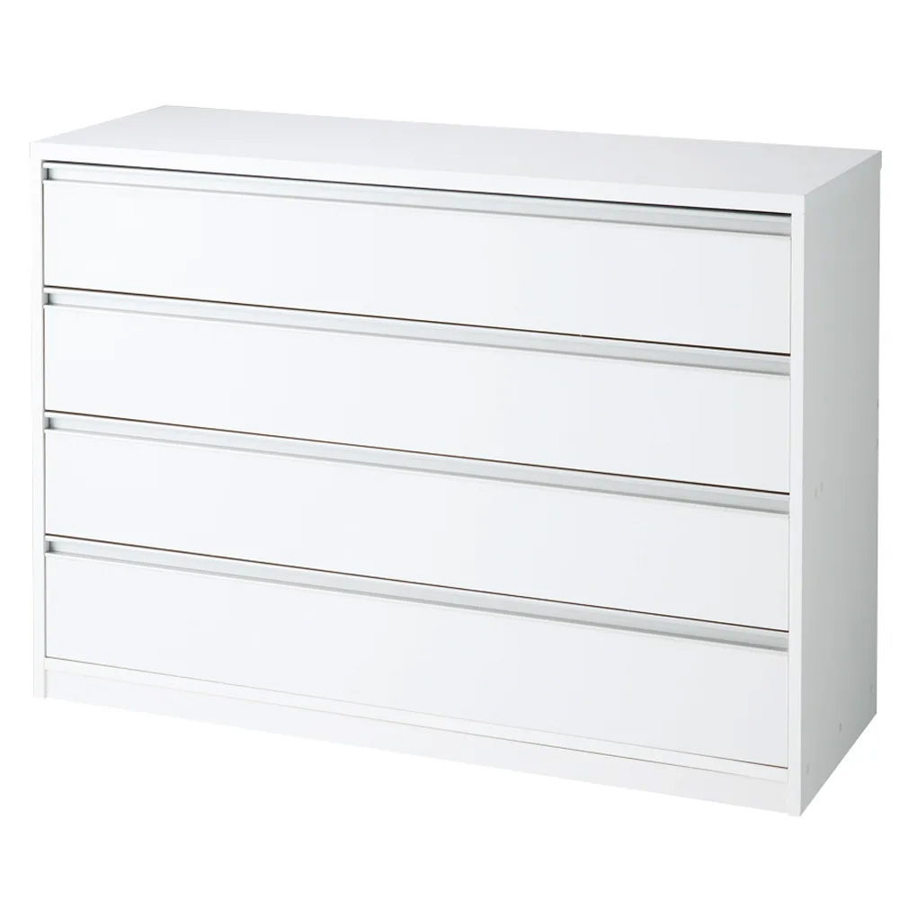 気軽に動かせる隠しキャスター付きワイドクローゼットチェスト 幅120cm・4段高さ86cm 押入れ クローゼット収納 衣類収納 590118