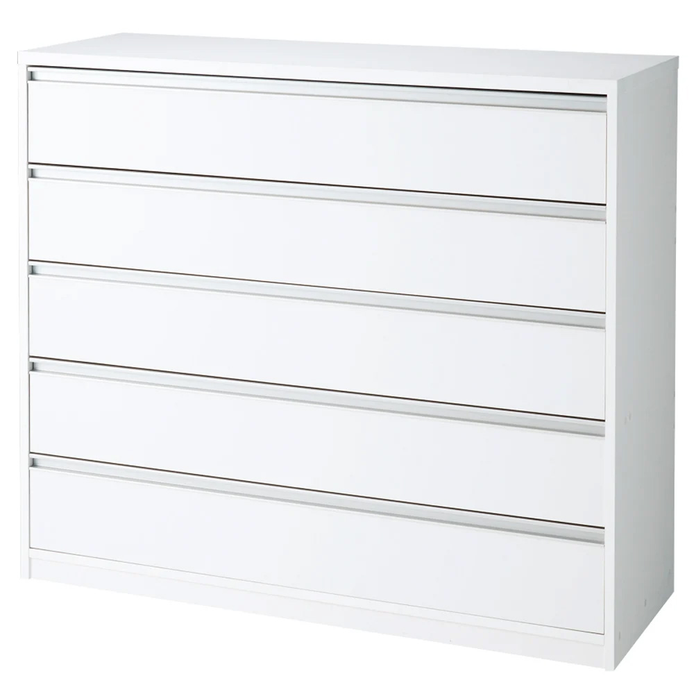 気軽に動かせる隠しキャスター付きワイドクローゼットチェスト 幅120cm・5段高さ105cm 押入れ クローゼット収納 衣類収納 590119