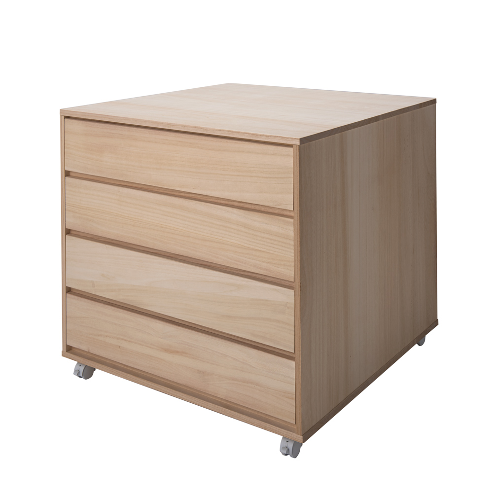 【日本製】キャスター付き総桐押し入れタンス 4段 幅75cm奥行75cm 押入れ クローゼット収納 衣類収納 590218