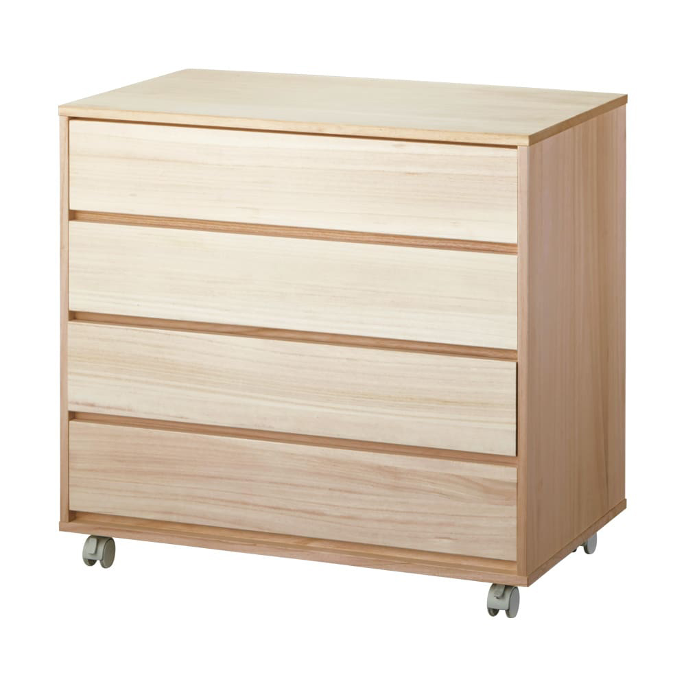 【日本製】キャスター付き総桐クローゼットタンス 4段 幅75cm奥行44cm 押入れ クローゼット収納 衣類収納 590220