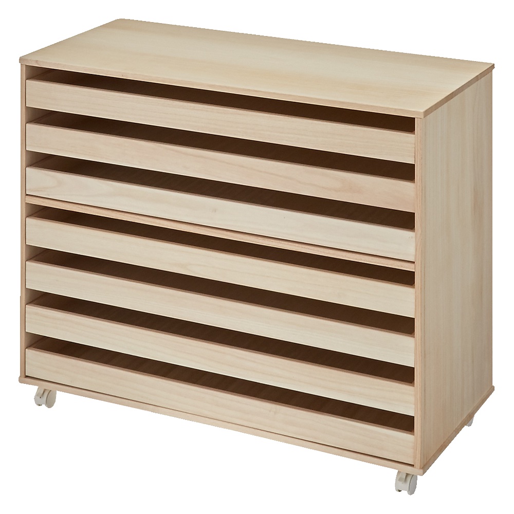 【キャスター付きでどこでも使える】総桐着物収納クローゼットワゴン 盆収納7杯・高さ80.5cm 押入れ クローゼット収納 衣類収納 590222