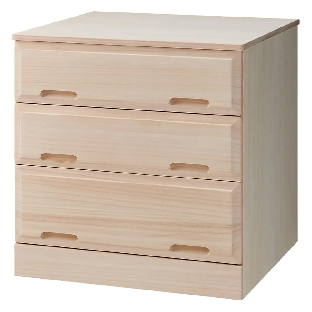 【ローチェスト】奥行60cm ロング総桐クローゼットチェスト 幅58.5cm・3段(高さ60.5cm) 押入れ クローゼット収納 衣類収納 590227