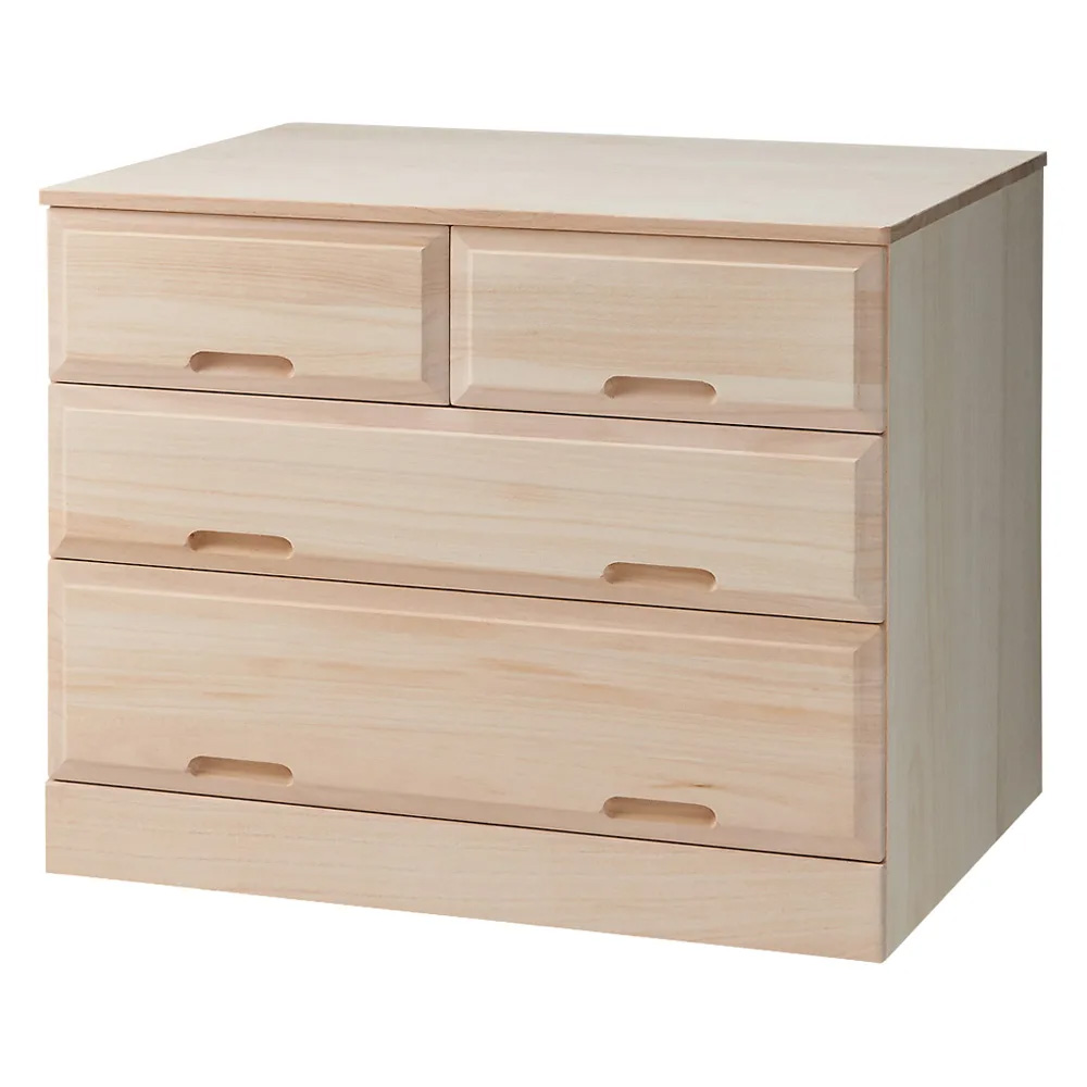 【ローチェスト】奥行60cm ロング総桐クローゼットチェスト 幅75cm・3段(高さ60.5cm) 押入れ クローゼット収納 衣類収納 590229