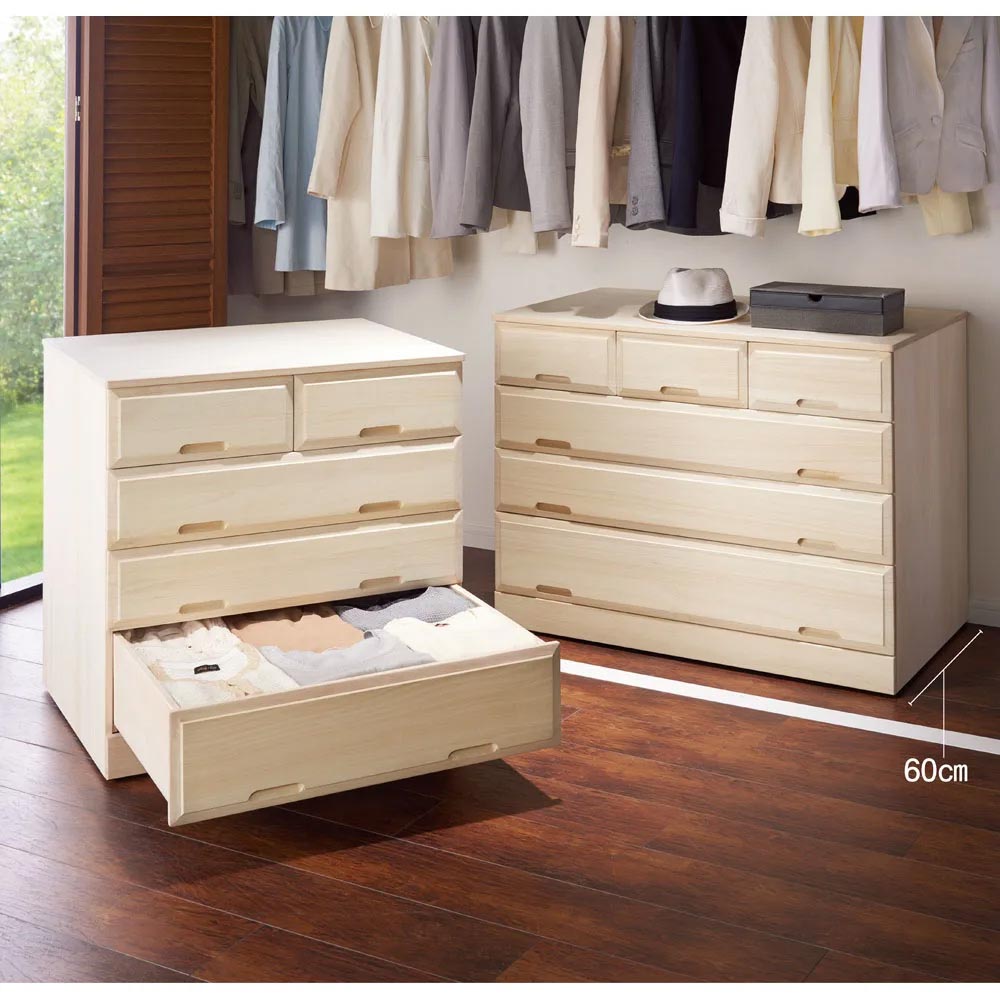 ローチェスト】奥行60cm ロング総桐クローゼットチェスト 幅100cm・3段