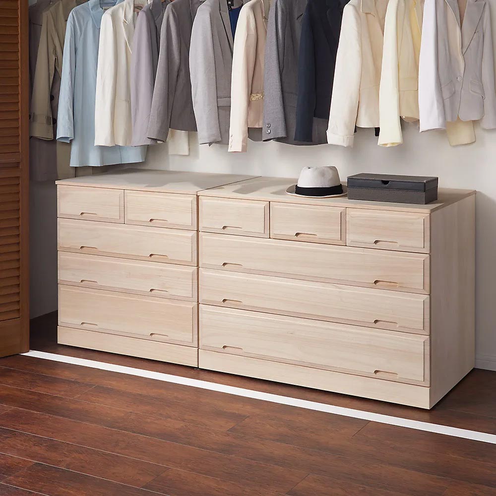 ローチェスト】奥行60cm ロング総桐クローゼットチェスト 幅100cm・3段