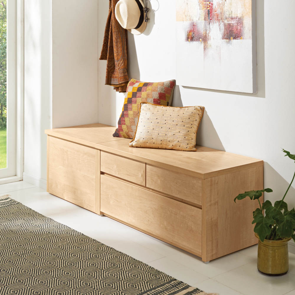 耐荷重100kg！組み立て不要 収納庫付ベンチ ボックスタイプ・幅60cm奥行31cm 玄関周り雑貨 下駄箱 玄関収納 590319