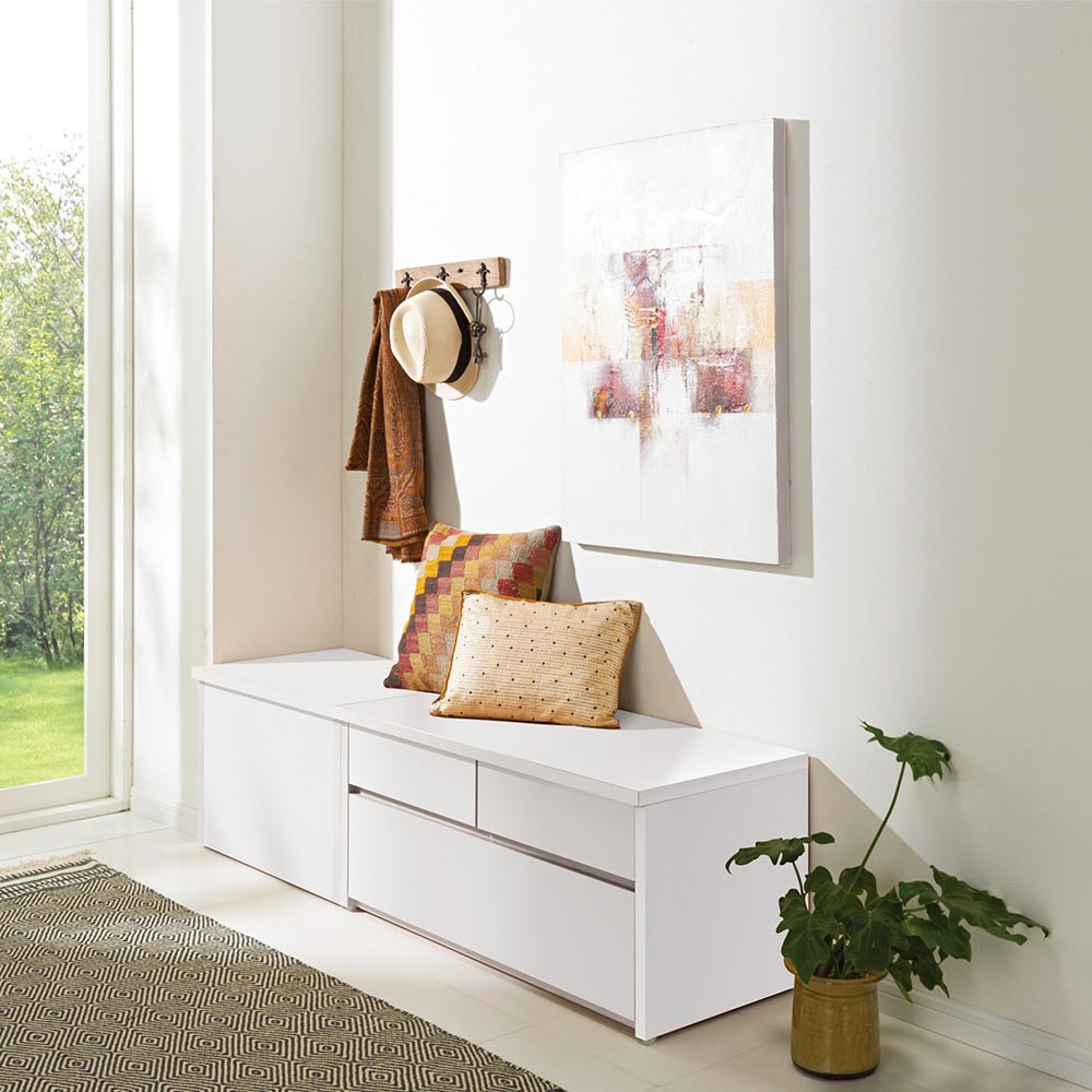 耐荷重100kg!組み立て不要 収納庫付ベンチ ボックスタイプ・幅60cm奥行41cm 玄関周り雑貨 下駄箱 玄関収納 590321