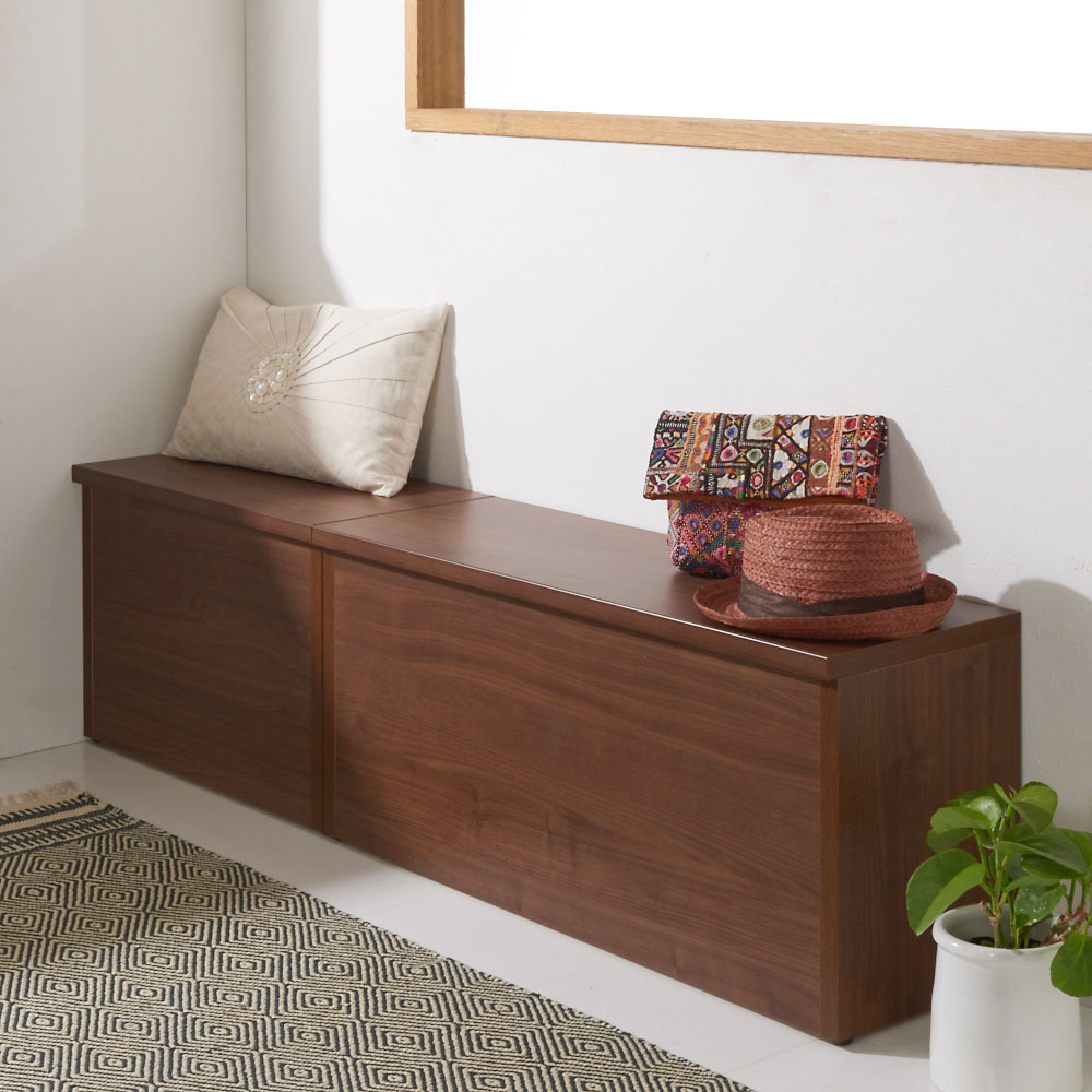 耐荷重100kg！組み立て不要 収納庫付ベンチ ボックスタイプ・幅60cm奥行41cm 玄関周り雑貨 下駄箱 玄関収納 590321