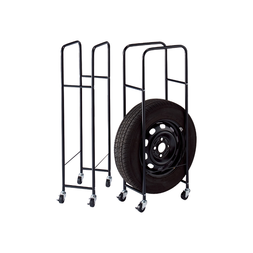 ≪軽自動車用(幅18cmまで)・カバーなし≫ 薄型タイヤラック2個組 玄関 ガレージ周り 590407