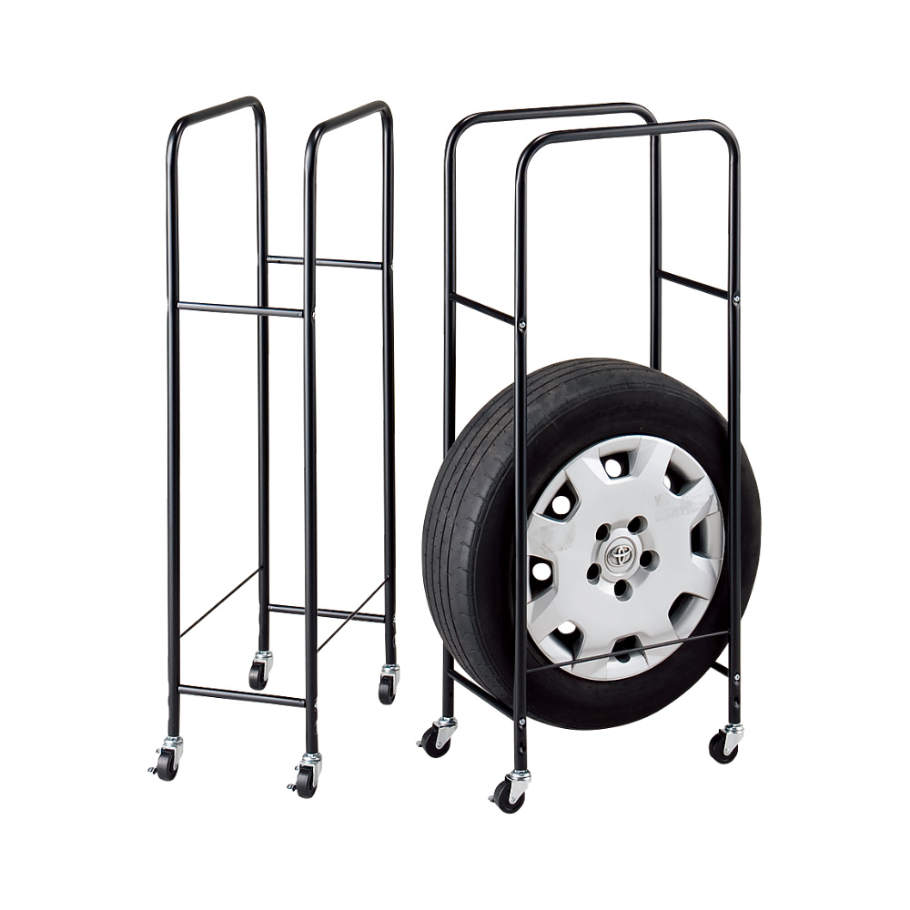 ≪普通車用（幅23cmまで）・カバーなし≫ 薄型タイヤラック2個組 玄関 ガレージ周り 590409