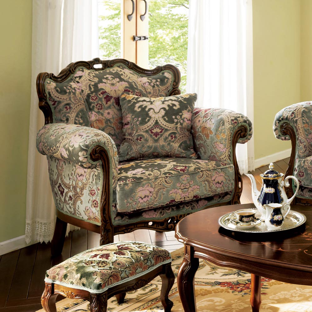 イタリア製 金華山織り張り クラシックデラックスソファII シングルソファ（１人掛け） 人掛け ソファ 585319