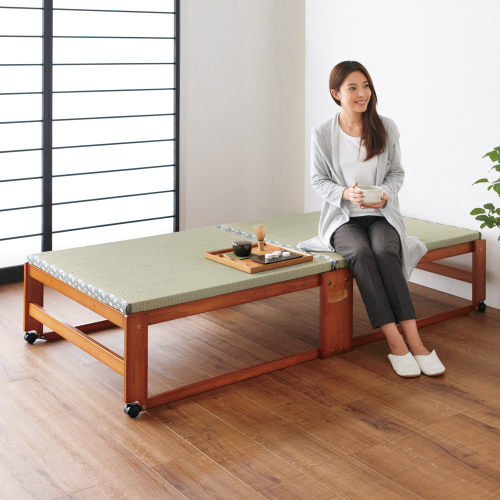 ≪ワイドシングル・ハイタイプ≫ 畳空間を簡単に演出できる折りたたみベッド ハイタイプ（棚なし） 畳ベッド ベッド 585625