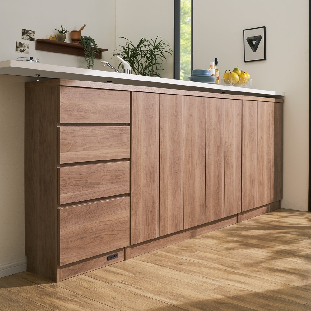 シンプルカウンター下収納庫（奥行22高さ97cm） 3枚扉タイプ 幅73cm キッチンカウンター下収納 キッチン収納 586060