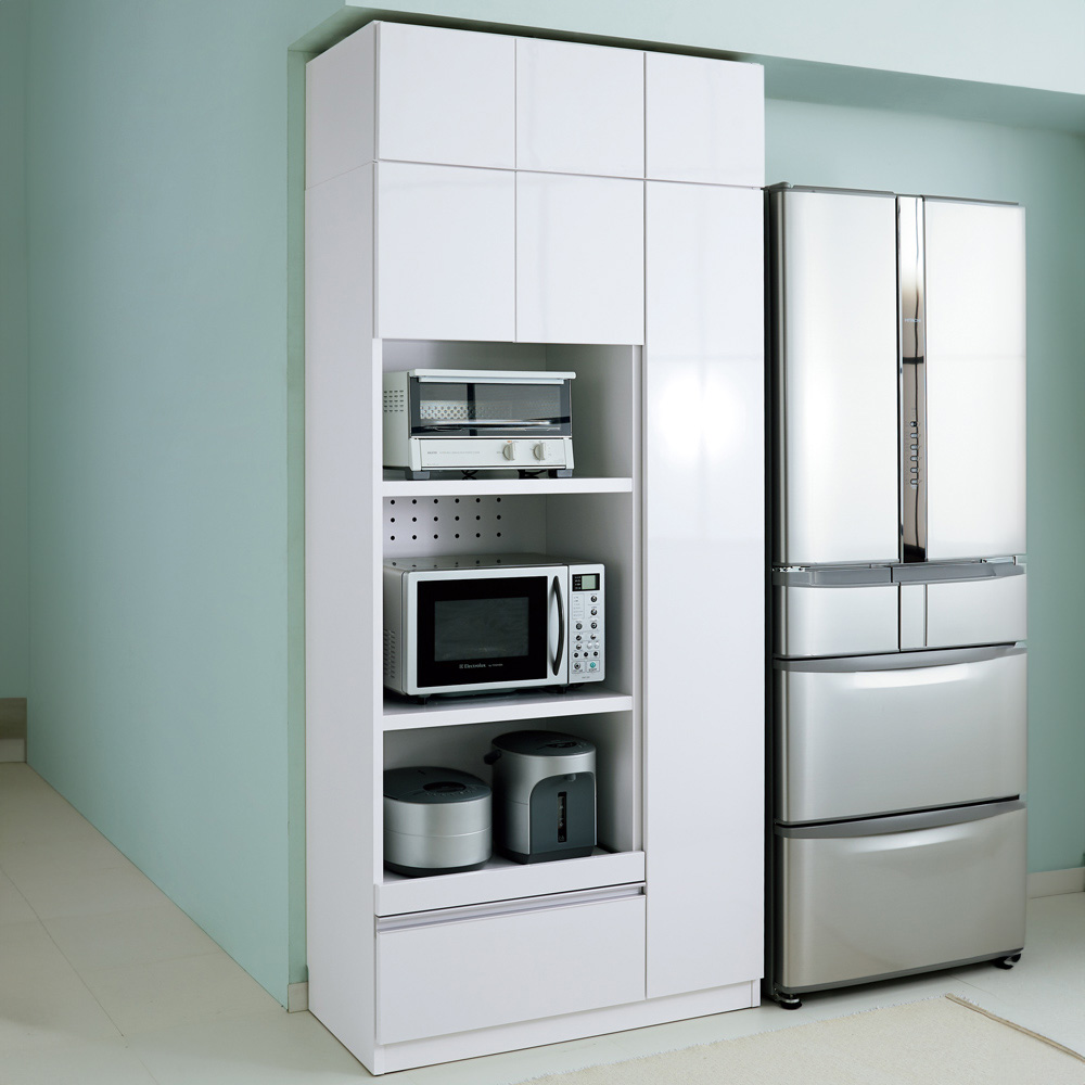 家電も食器もたっぷり収納！天井ぴったりキッチンシリーズ マルチボード 幅90cm奥行45cm レンジ台 キッチンラック キッチン収納 586515