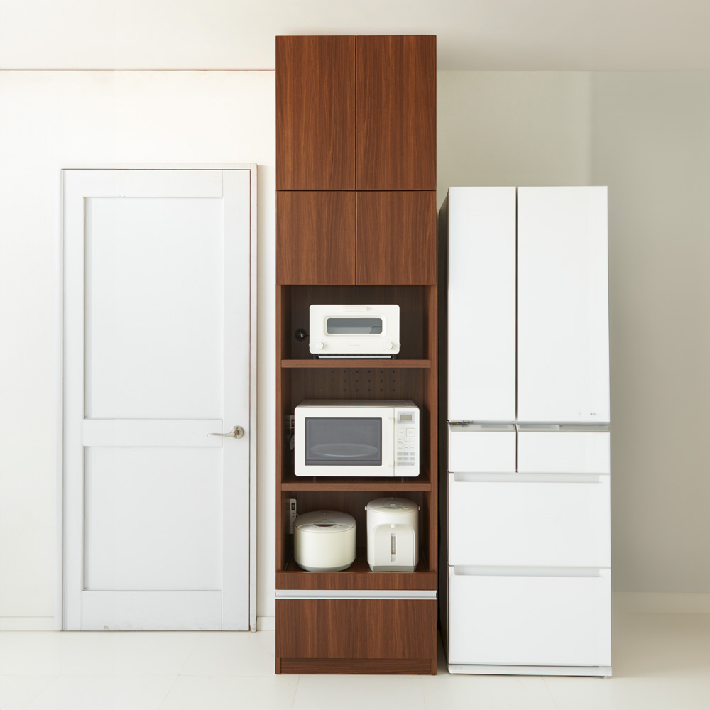 家電もストックもまとめて収納！天井ぴったりキッチンシリーズ レンジボード 幅60cm奥行50cm レンジ台 キッチンラック キッチン収納 586517