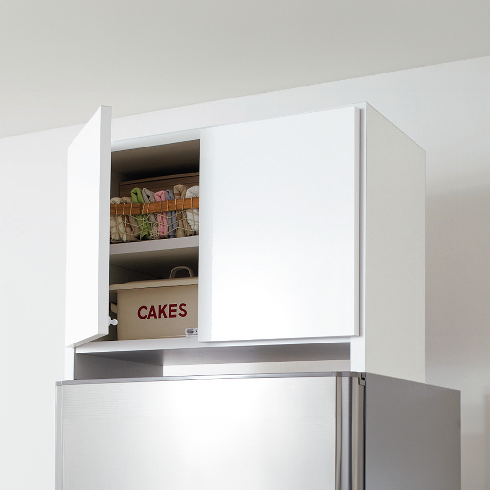 光沢仕上げ・冷蔵庫上ストッカー 幅63cm（脚部65cm） ディノス