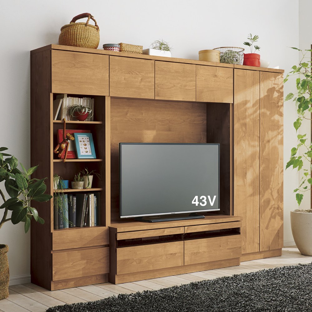 天然木調テレビ台ハイバックシリーズ オープンキャビネット・幅45.5奥行34.5cm キャビネット リビングボード リビング収納 587812