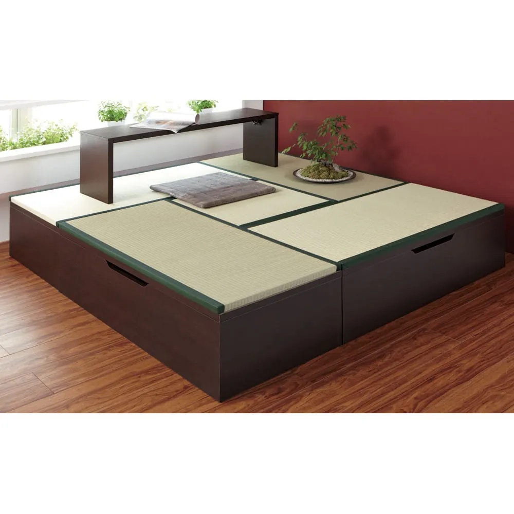 跳ね上げ式収納ユニット畳 お得なセット ヘリ有りミニ4.5畳セット 高さ33cm ユニットシェルフ リビング収納 587985