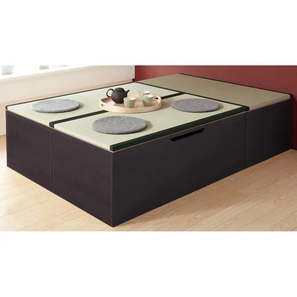 跳ね上げ式収納ユニット畳 お得なセット ヘリ有りミニ3畳セット 高さ45cm ユニットシェルフ リビング収納 587992