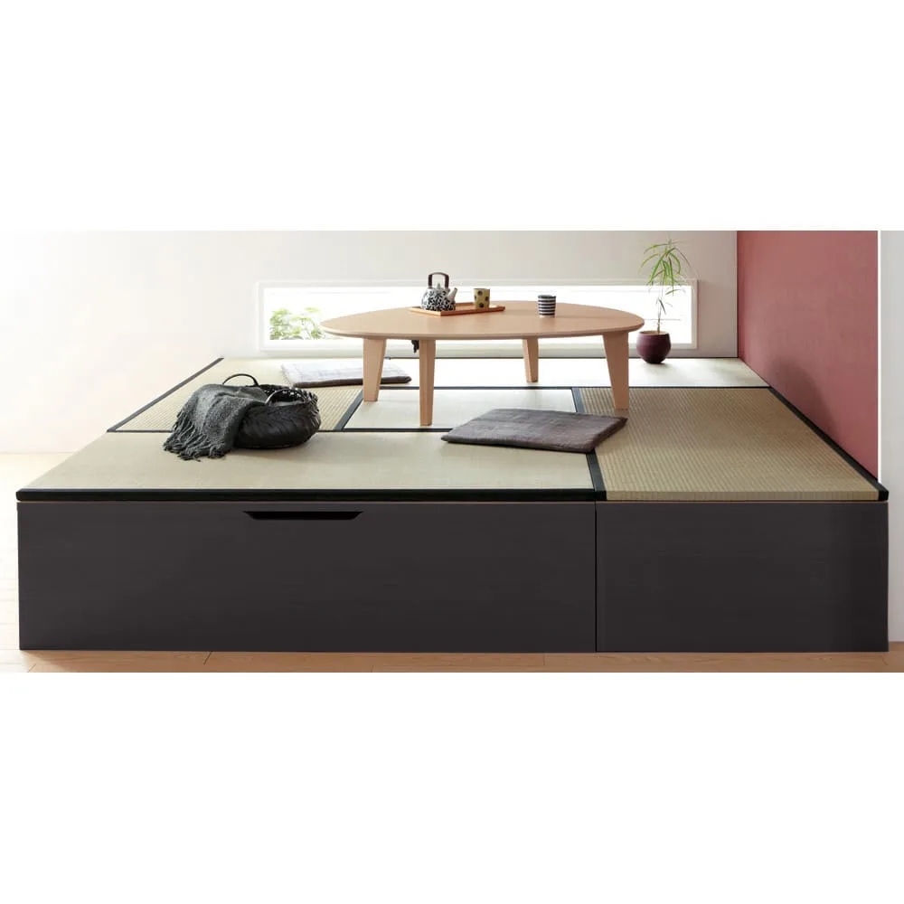 跳ね上げ式収納ユニット畳 高さ45cm大容量タイプ お得なヘリ有り4.5畳セット ユニットシェルフ リビング収納 587995