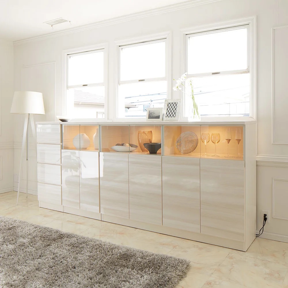 【美品】ダウンライト付きキャビネット 壁面収納 棚 ダウンライト付きキャビネット 右タイプ ウォール