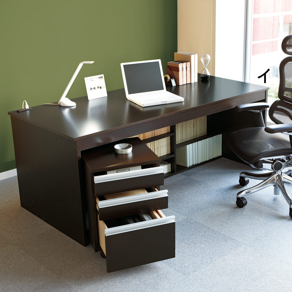 奥行たっぷり収納デスク 幅140cm オフィス 事務 書斎机 机 588214