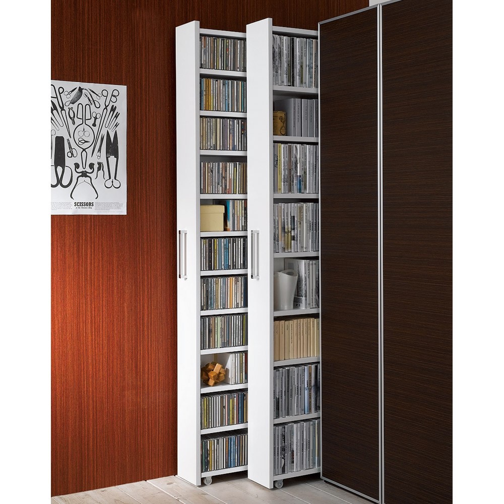 1cmピッチ スライド式すき間収納ワゴン 11段2列セット （CD収納用 可動棚板8枚タイプ） CD DVDラック 本棚 ラック シェルフ 588811