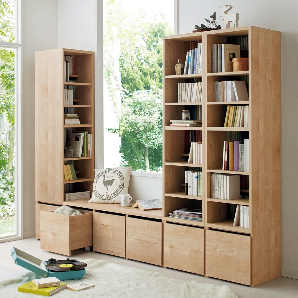 天然木調 段違い棚のブックシェルフ 高さ180cm ディノスANAmall店