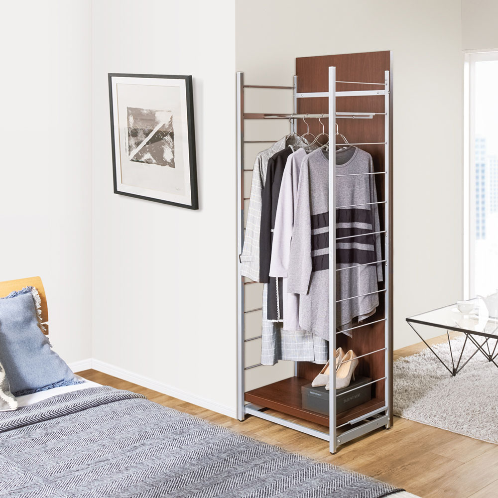 お手軽間仕切り パネル収納ハンガーラック 板タイプ ハンガー1段棚1枚 幅60cm パーテーション 間仕切り リビング収納 589707